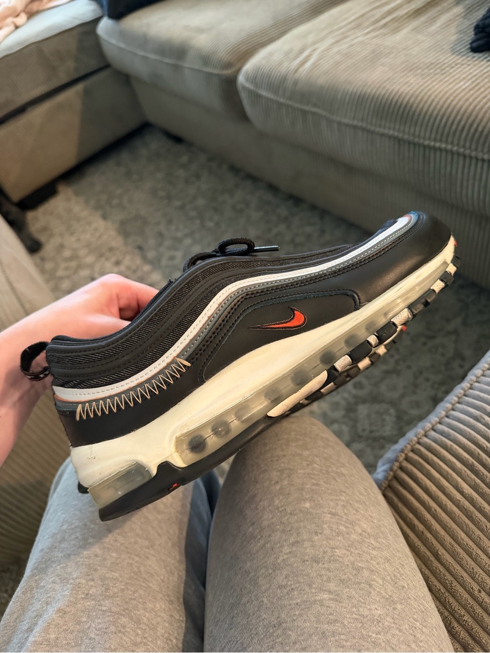Nike Men’s Air Max 97 Sneaker - Black, White, Orange